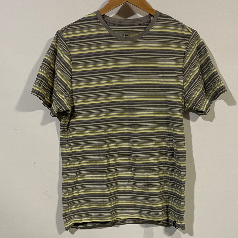 Prana Striped Gray and Yellow Men's Shirt